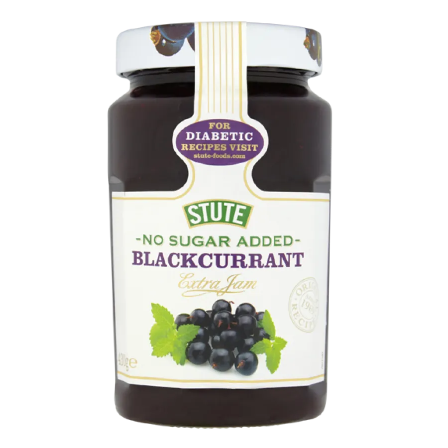 Stute No Sugar Added Thick Cut Blackcurrant Jam 430g